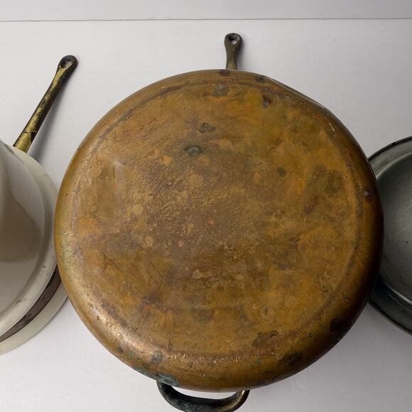 DOUBLE BOILER CERAMIC LINED COPPER BRASS VINTAGE - Picture 14 of 14